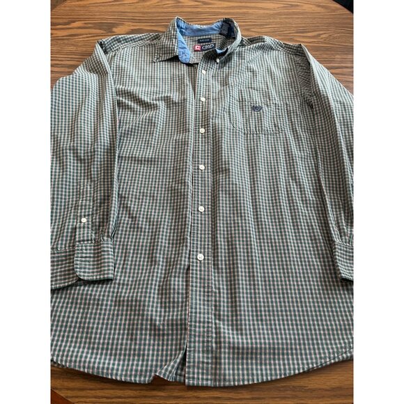 Chaps green white red plaid long sleeved button front collard shirt size 2XB - Picture 4 of 8